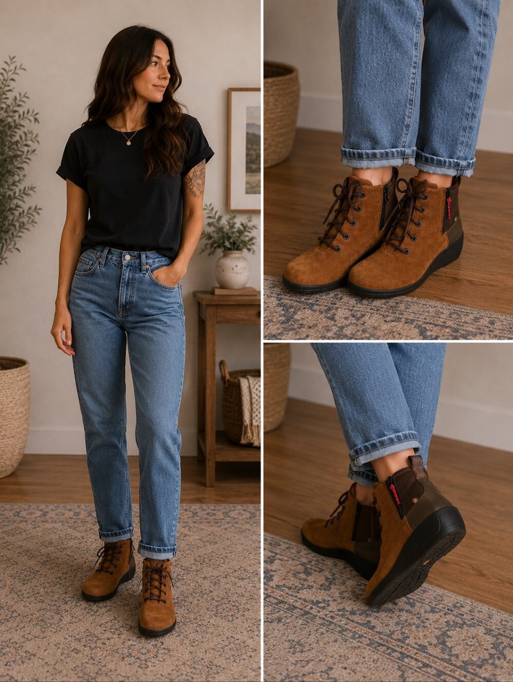 Bog Lace Up Ankle Boots With Zipper